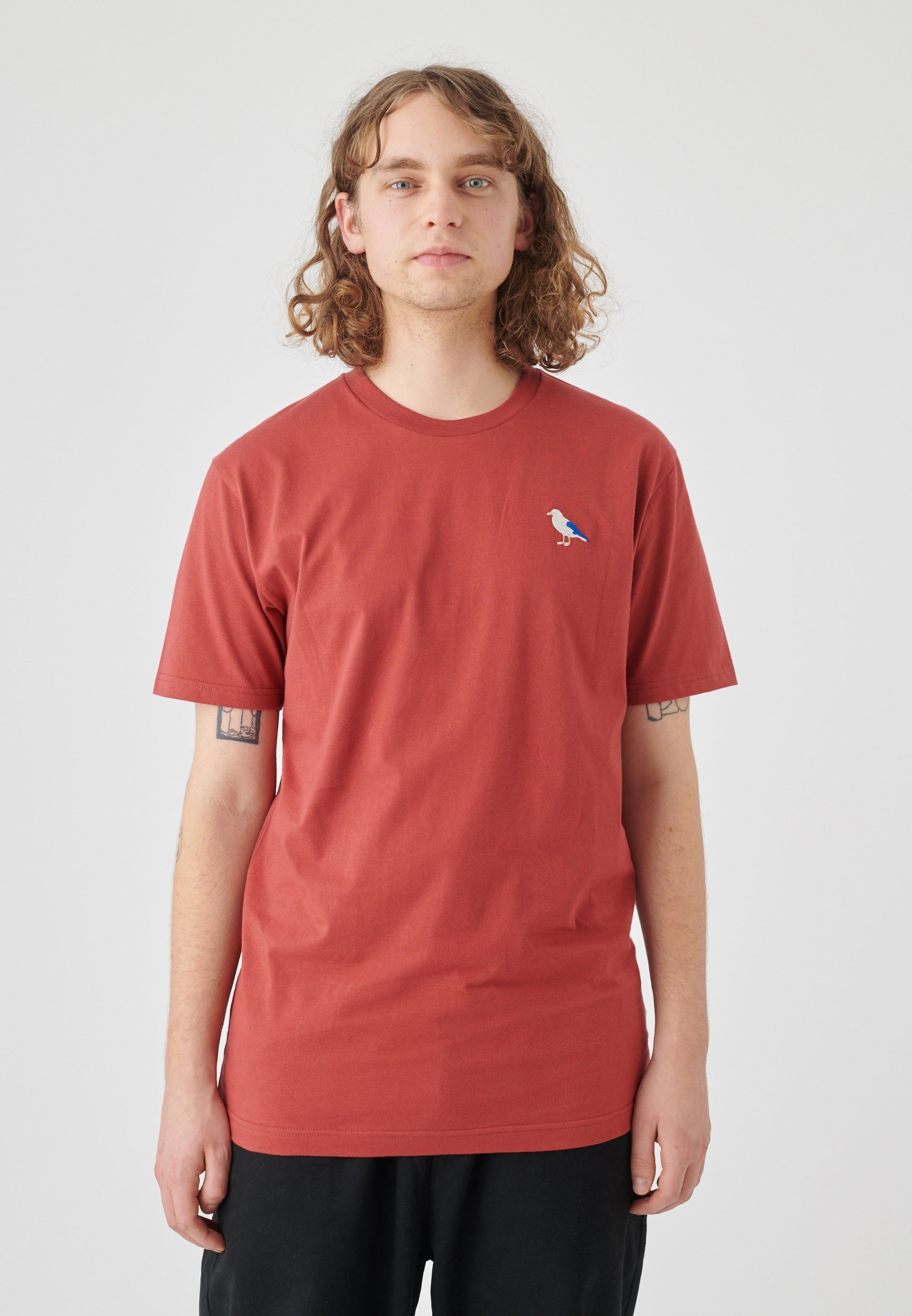Cleptomanicx T-Shirt Embro Gull Gull-Stickerei (1-tlg) bordeaux mit