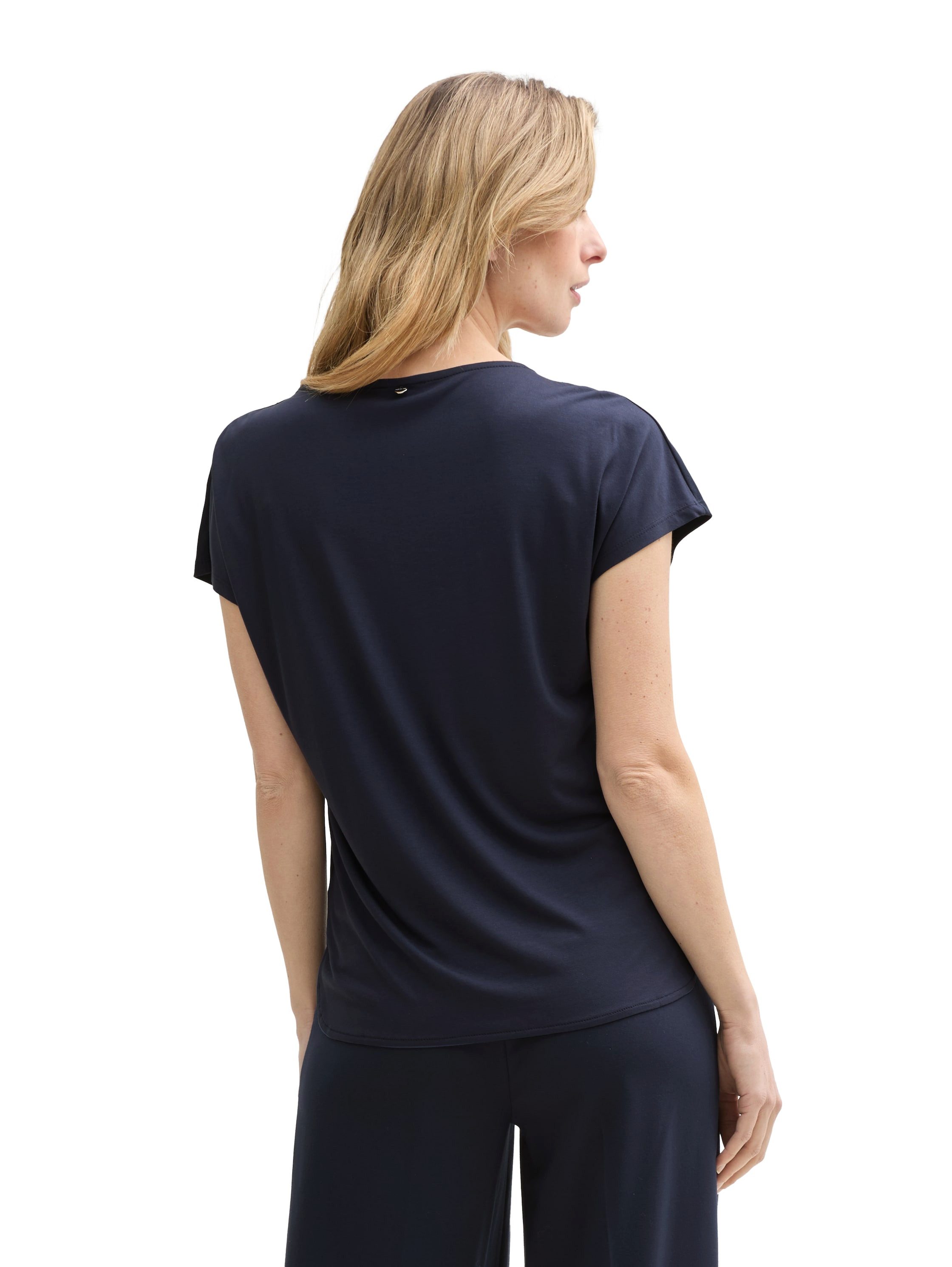 TOM TAILOR T-Shirt mit geschlitztem Rundhalsaussschnitt günstig online kaufen