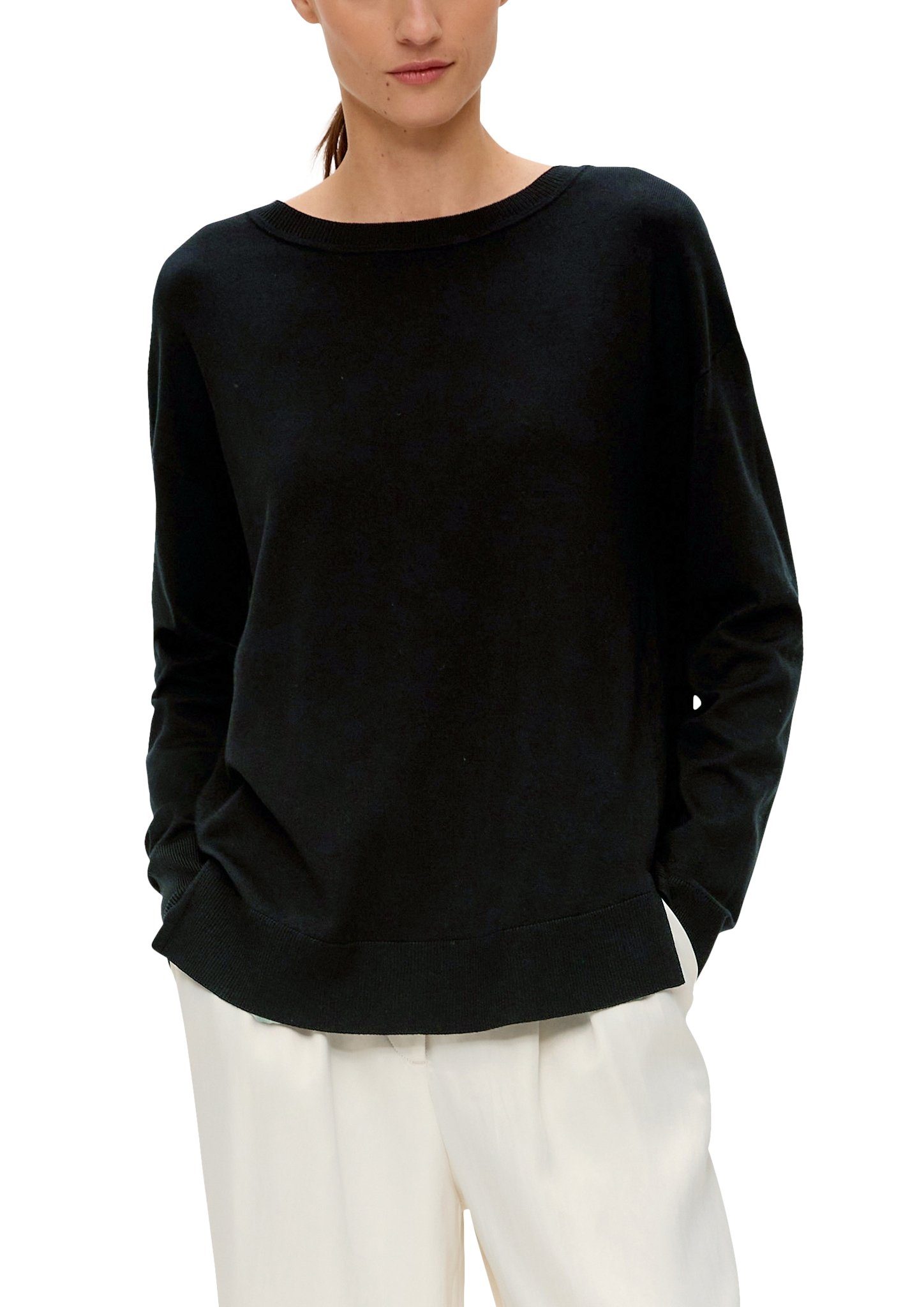 s.Oliver BLACK LABEL Longpullover mit grey/black Drop-Shoulder Look