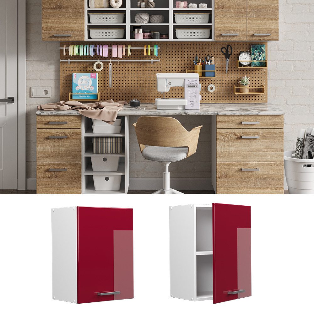 Vicco Schranksystem R-Line, Bordeaux Hochglanz/Weiß, 45 günstig online kaufen