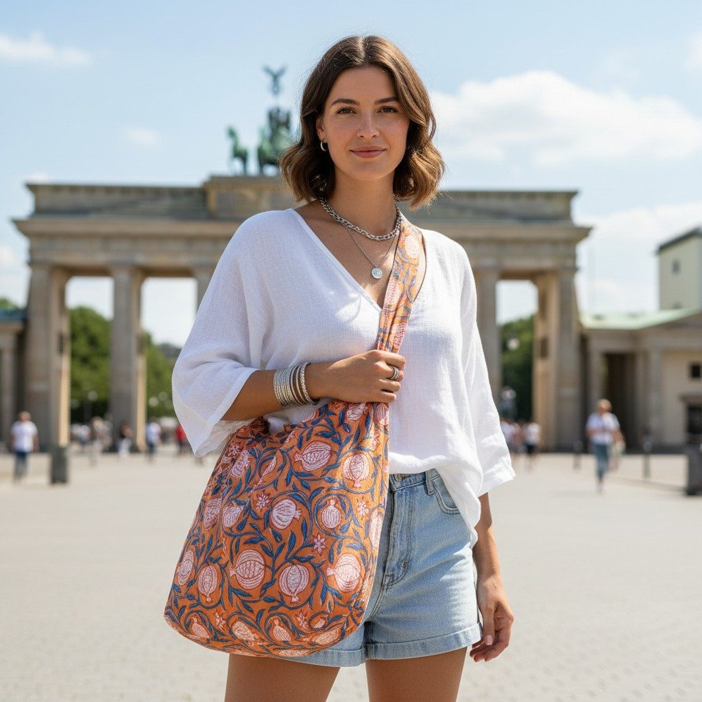 Guru-Shop Schultertasche Boho Umhängetasche, Blockdruck Schultertasche,..