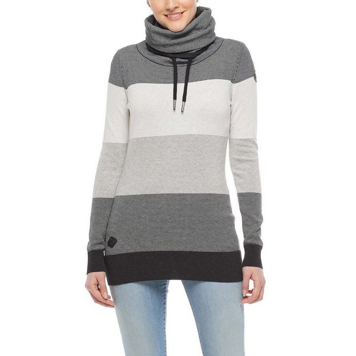 Ragwear Sweater Ragwear Damen Sweater BABETT STRIPES 2121-35005 Grey 3000 Grau