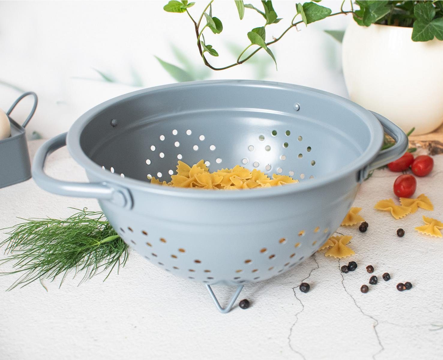 Sendez Küchensieb Abtropfsieb Emaille Sieb Nudelsieb Metallsieb Durchschlag Seiher, Metall