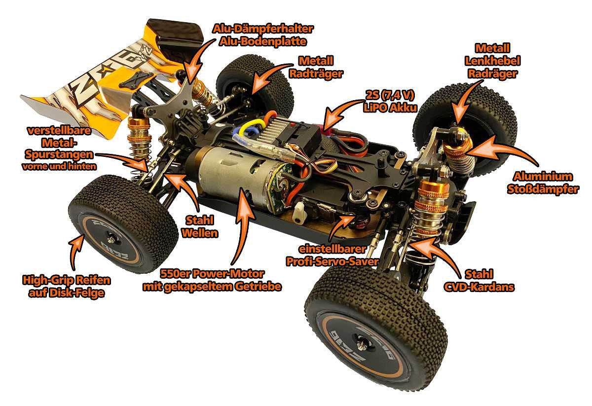 DF-Models RC-Quadrocopter DF RC Buggy Z06-Evolution V2 1:14 RTR
