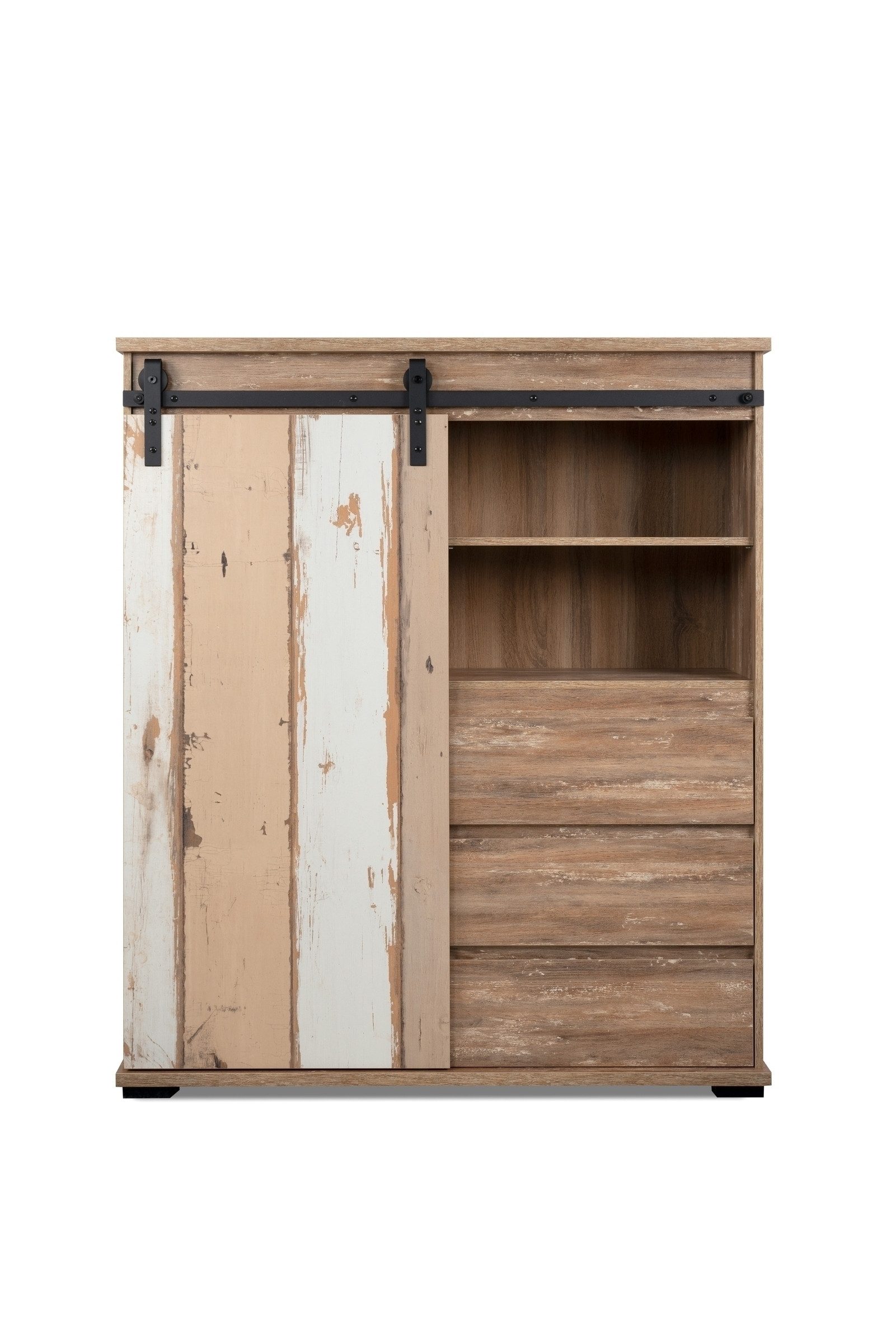 freiraum Highboard Marrakesch, Valhalla Eiche Dekor / Milford Kiefer Dekor - 120x140x40cm (B/H/T)