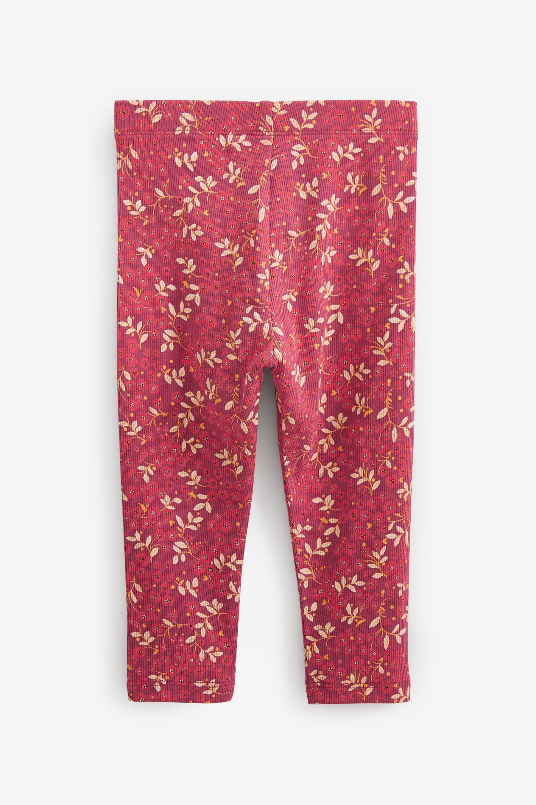 Next (1-tlg) Jerseyleggings Floral Red Gerippte Leggings