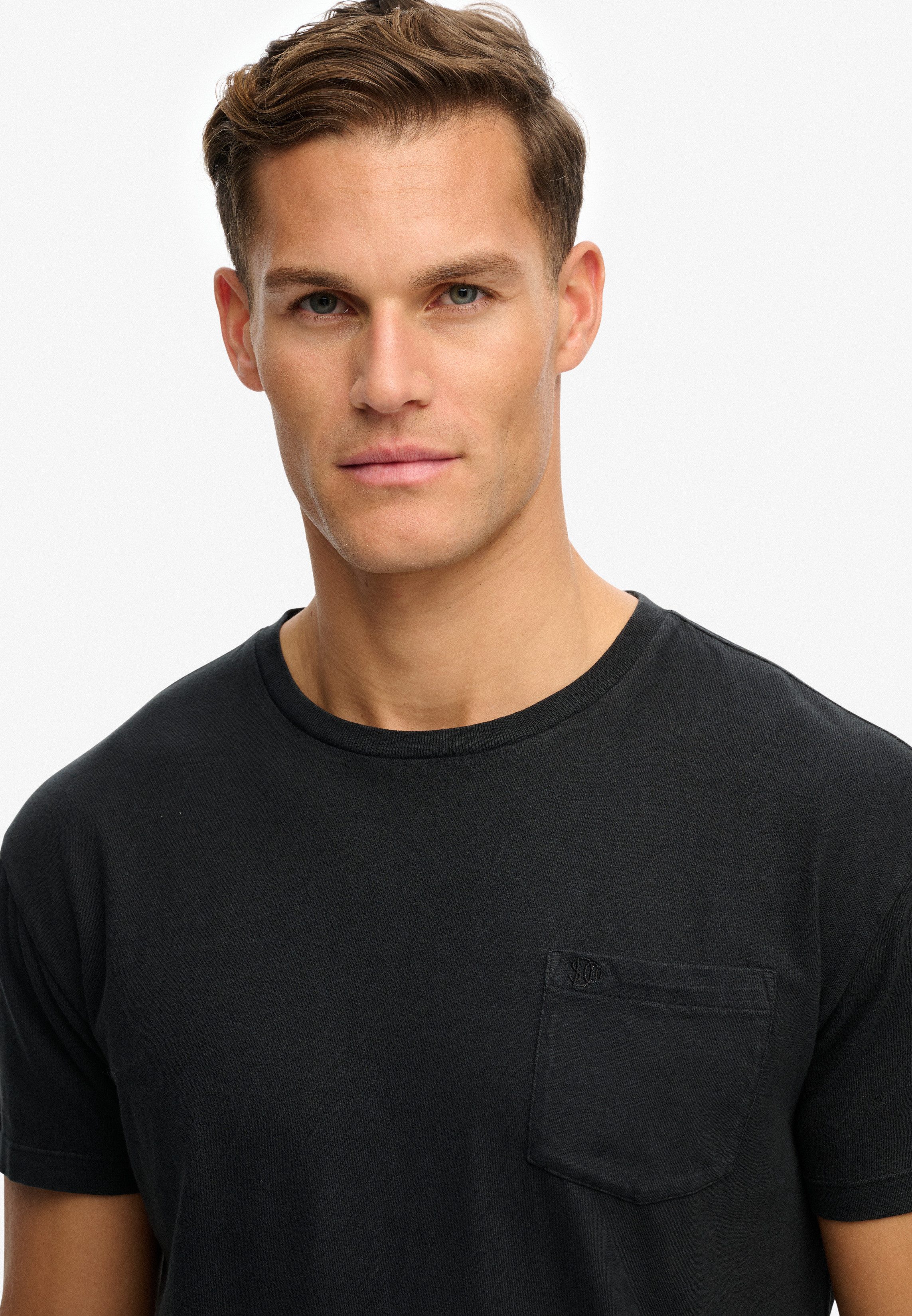 Superdry Rundhalsshirt COTTON CLASSIC LINEN PKT TEE Baumwollmischung, relaxed fit aus luftig leichtem Baumwoll-Leinen-Mix – Bild 4 von 5