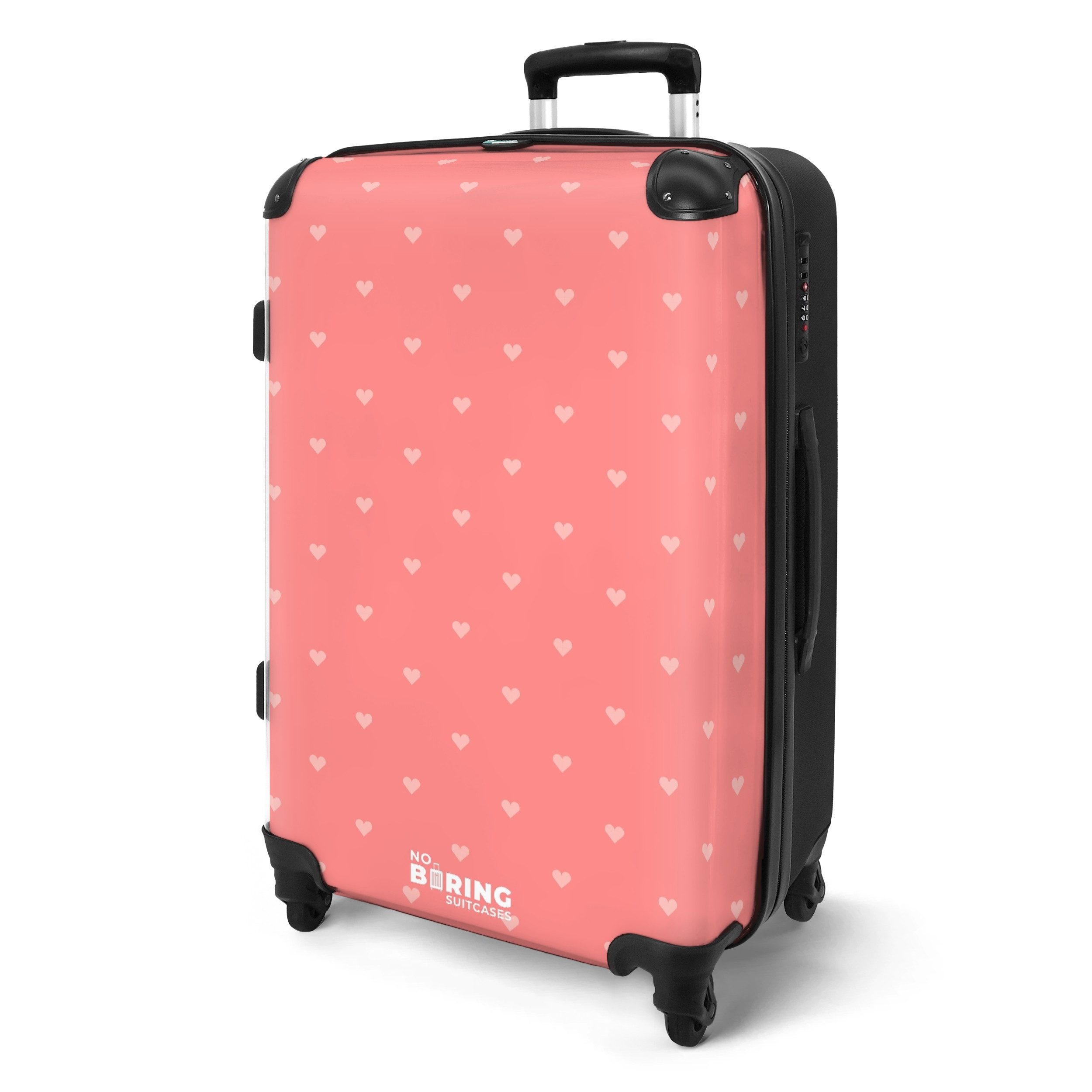 NoBoringSuitcases.com© Hartschalen-Trolley Rosa Herzen 67 cm günstig online kaufen