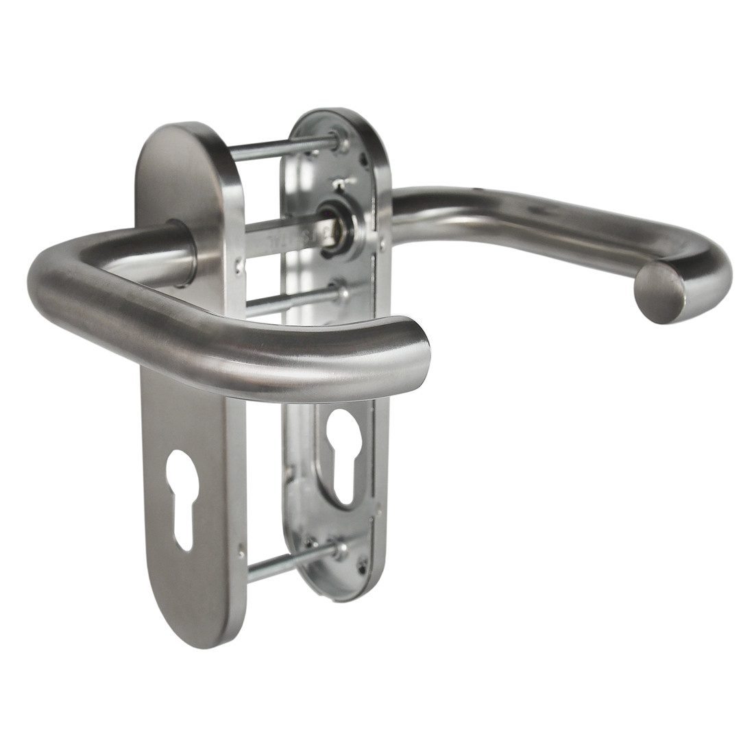 Türbeschlag Edelstahl Feuerschutz Türbeschlag FS-1024 KS PZ 72 mm Dr/Dr U Form