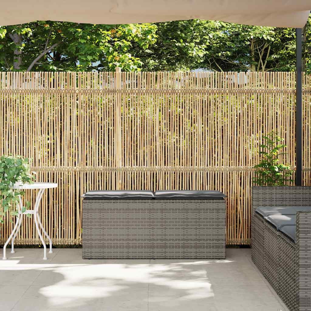 vidaXL Gartenbank Gartenbank mit Kissen Grau 110x40x44 cm Poly Rattan (1-St)