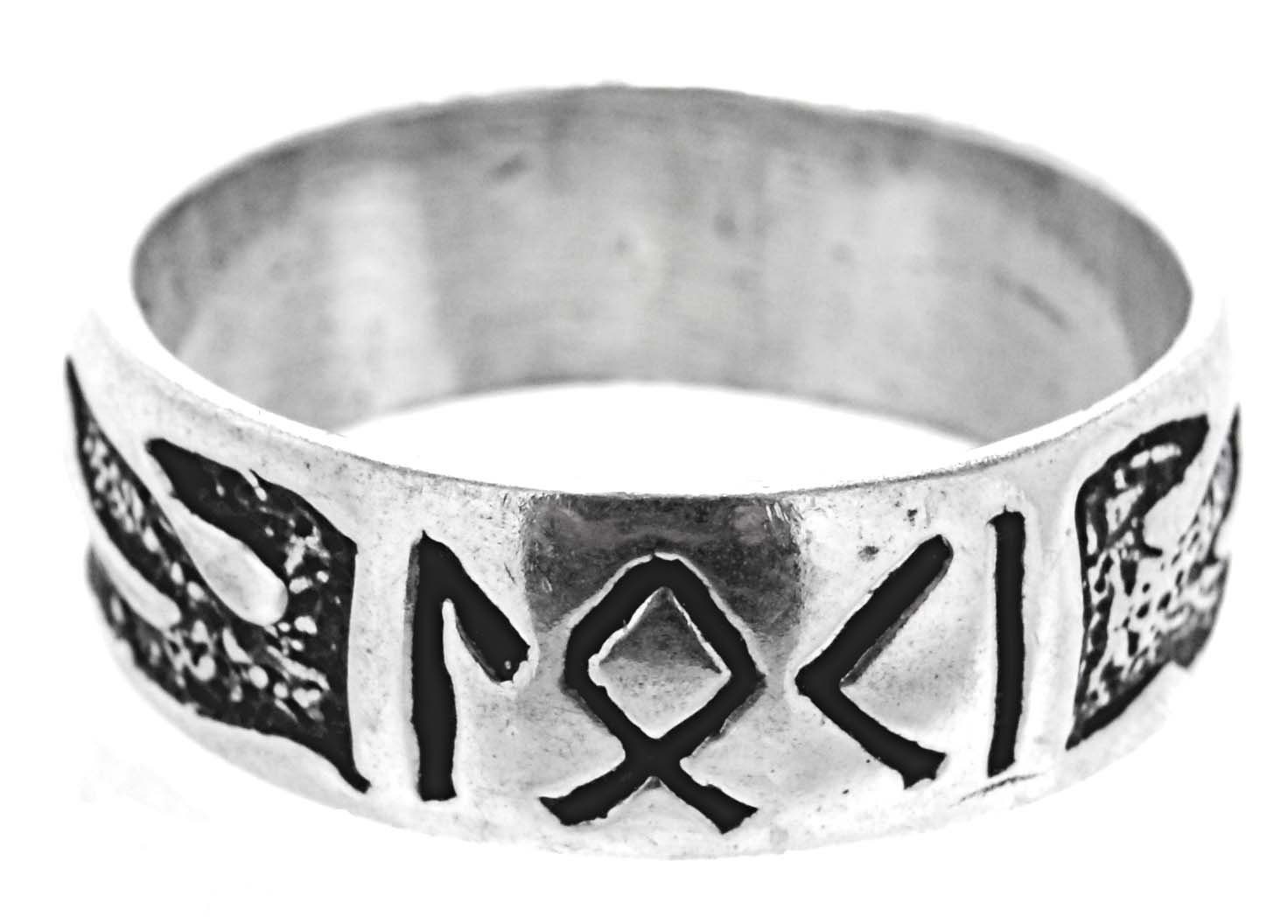 Kiss of 52-74 Ring Silberring Loki, Fingerring Feuer Runen Flammen Gott Leather Gr