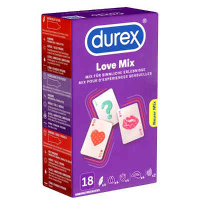 durex Kondome Love Mix Packung mit, 18 St., Markenkondome im Mix für überraschende Abwechslung
