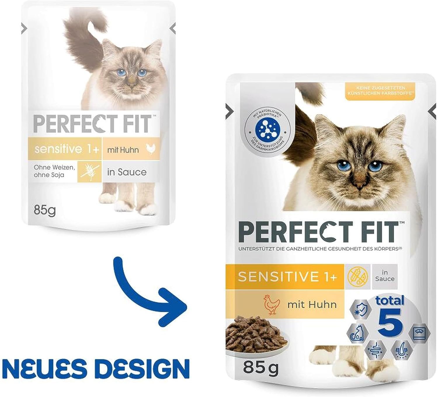 Perfect Fit PERFECT FIT™ Katze Portionsbeutel Sensitive mit Huhn 12 x 85g, Nassfutter für: Katze