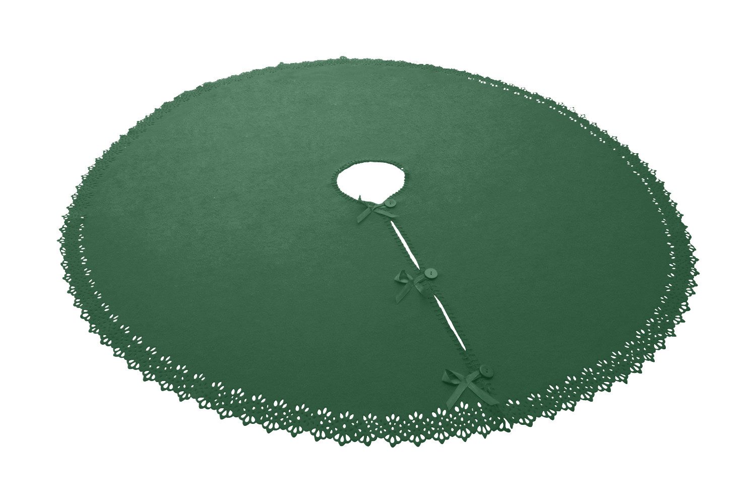 wometo Baumteppich Weihnachtsbaumdecke / Baumunterlage mit Knöpfen & Satin-Schleifen, Rund, OEKO-TEX®, Tannenbaum-Decke mit Knöpfen & Satin-Schleifen