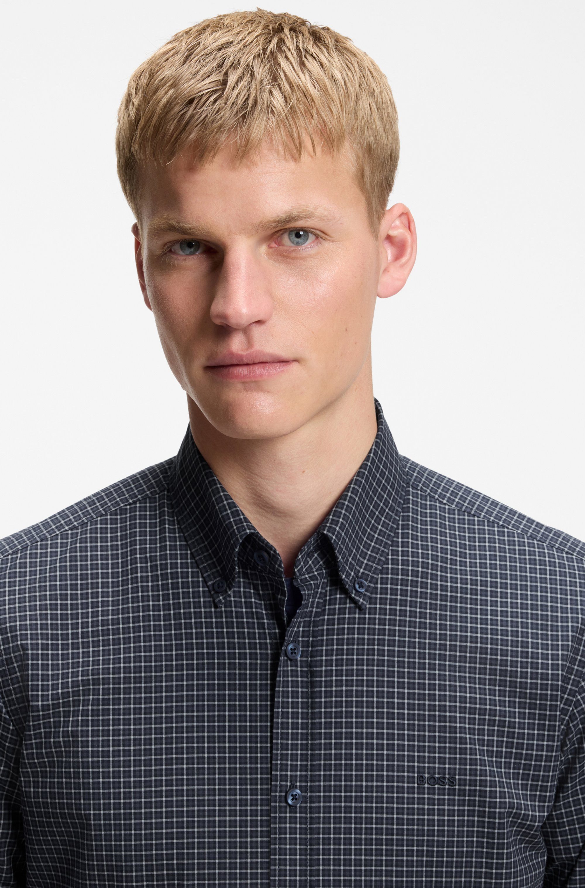 BOSS ORANGE Langarmhemd Rickert M Button-down-Kragen, Baumwoll-Stretch, Regular Fit