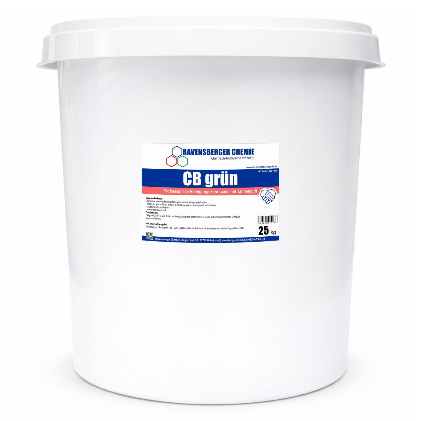 Ravensberger Chemie CB Grün Kehrspäne - 25 kg Fussbodenreiniger (Industriekehrspäne von Ravensberger Chemie - Staubbindende Kehrspäne – sauber & staubarm kehren)