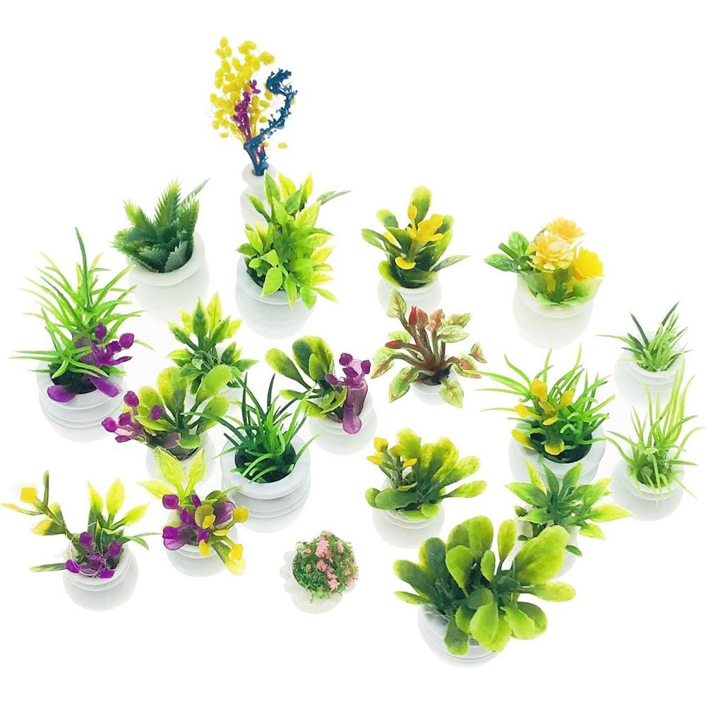 Kunstbonsai 12 Stück Mini Topflandschaft, CTGtree Pflanzenmodell