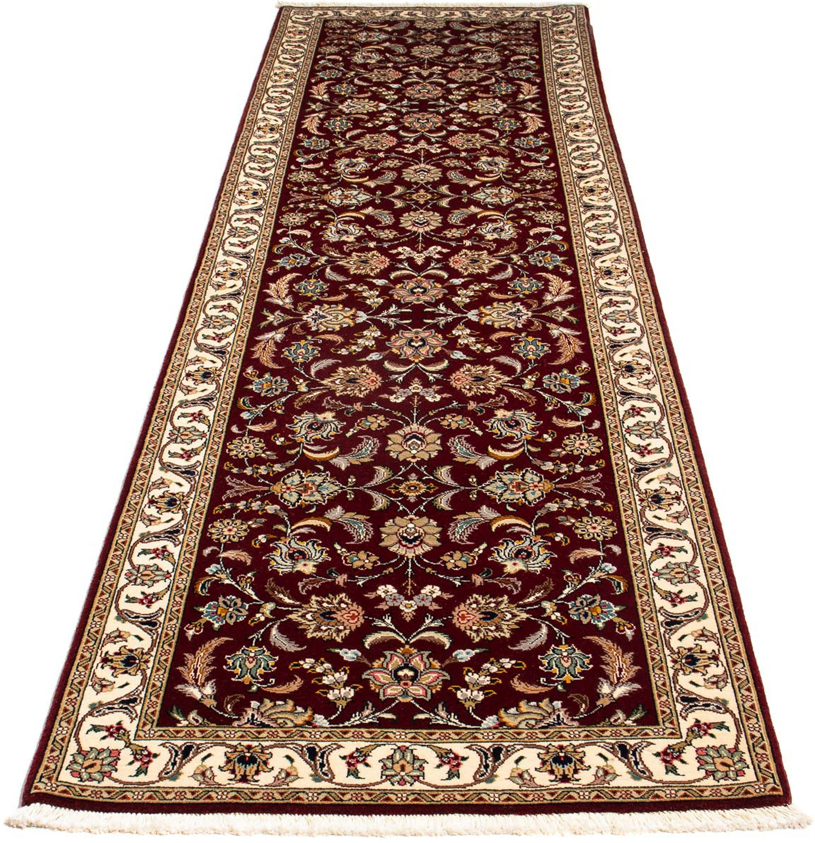 Orientteppich Perser - Täbriz - Royal - 315 x 88 cm - dunkelrot, morgenland, rechteckig, Höhe: 7 mm, Wohnzimmer, Handgeknüpft, Einzelstück mit Zertifikat