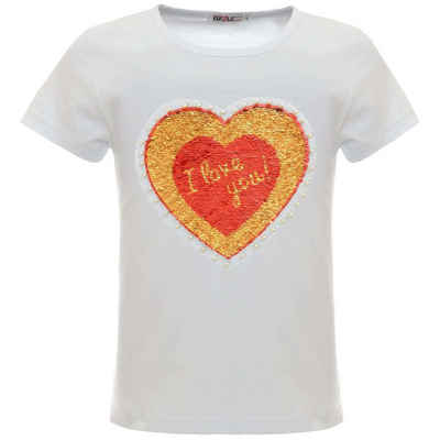 BEZLIT Paillettenshirt Mädchen T-Shirt Wende Pailletten Herz Motiv (1-tlg) mit Wendepailletten, mit Kunstperlen