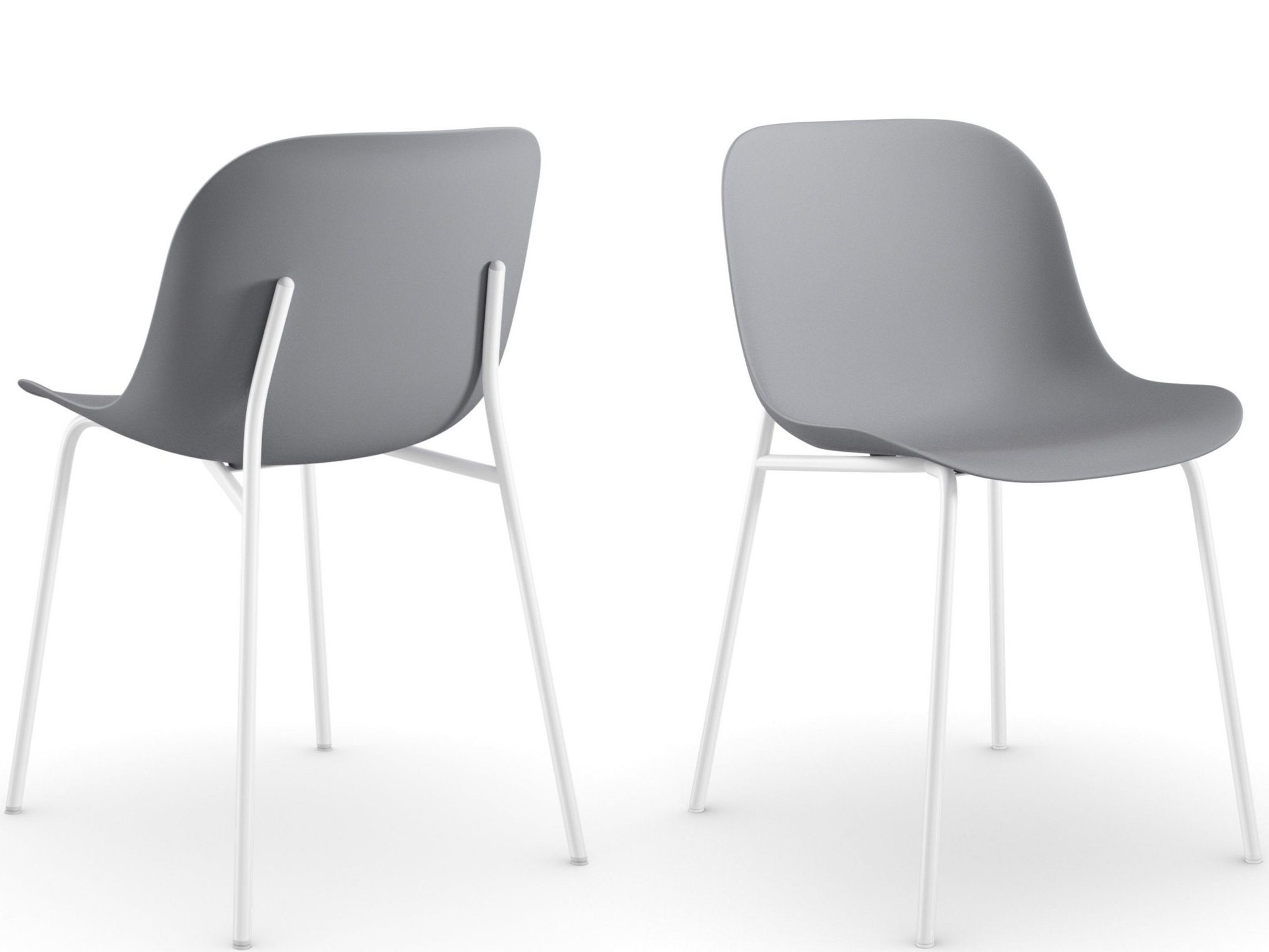 loft24 Gestell | Stuhl Farbenvarianten grau 2er weiß Set, aus Metall, Orca,