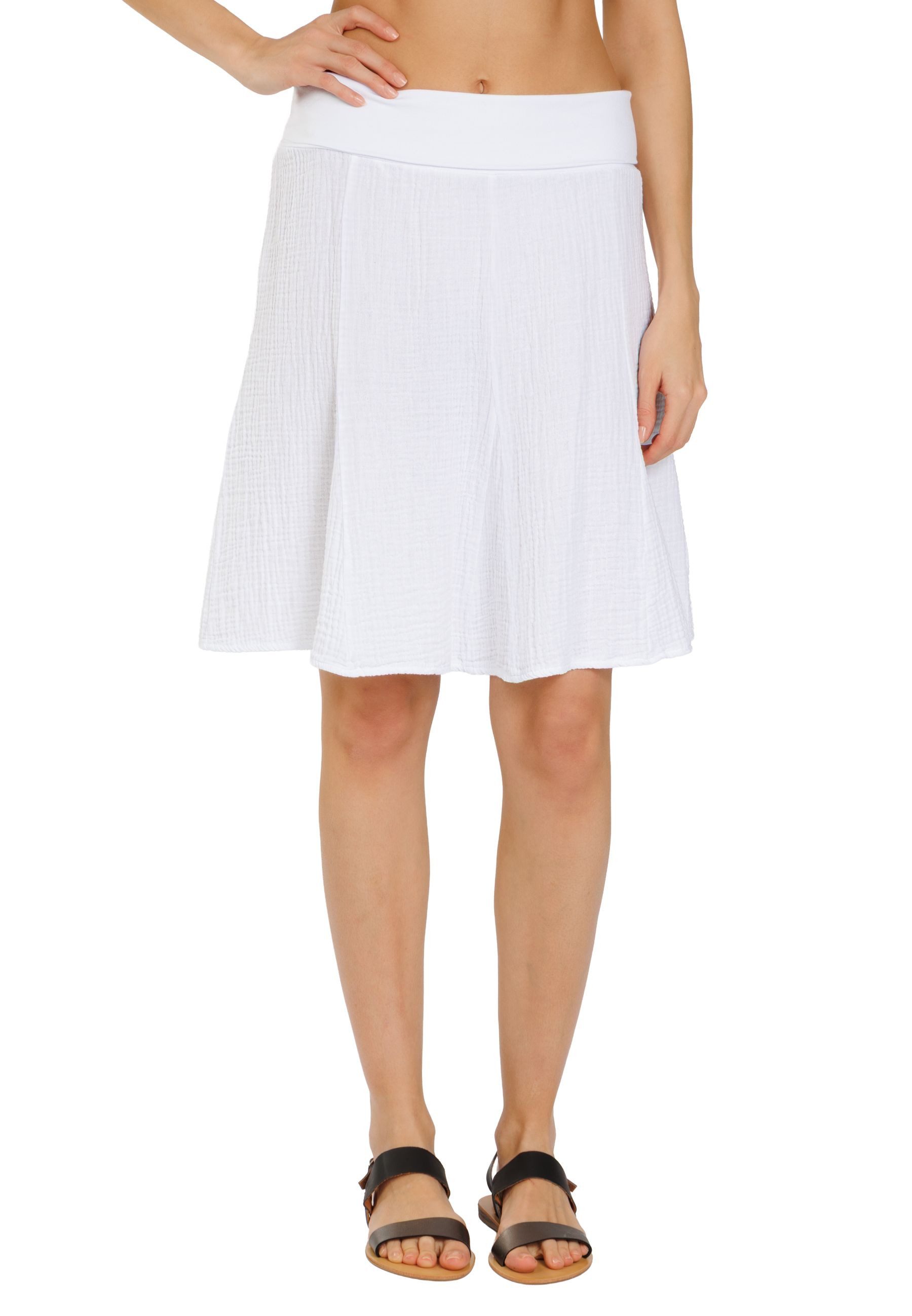 Caspar Faltenrock Damen Musselin Midi Rock knielang 100% Baumwolle Made in Italy - Ro037