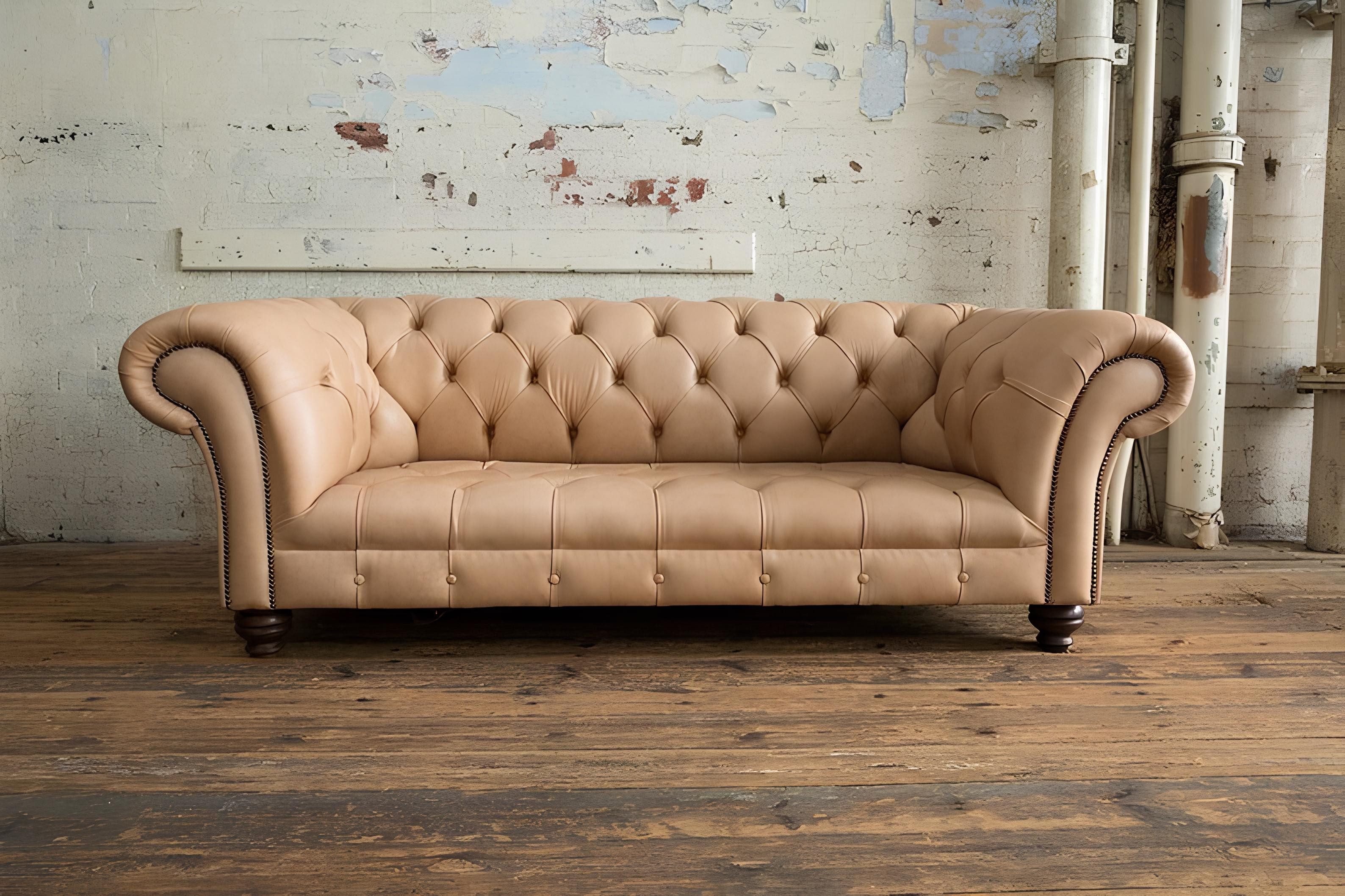 Chesterfield-Sofa 3 Sitzer Chesterfield Polster Sofas Design Luxus Couch Sofa Leder