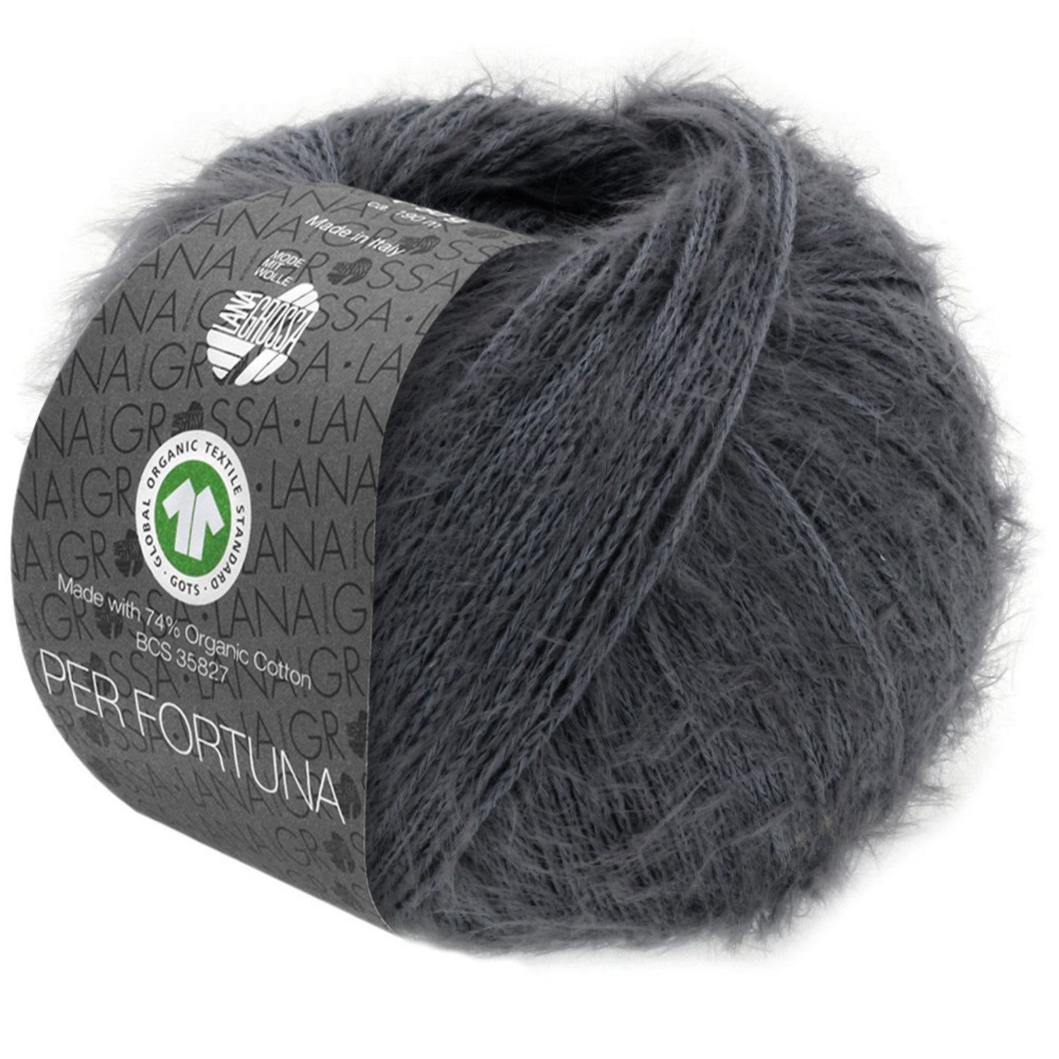 LANA GROSSA PER FORTUNA Flauschiges Kettengarn aus Baumwolle Häkelwolle, 190 m (Weiches Strickgarn für Pullover, Cardigans & Tops, Flauschige Struktur für moderne Strickmode mit Fashion-Charakter), 50 g