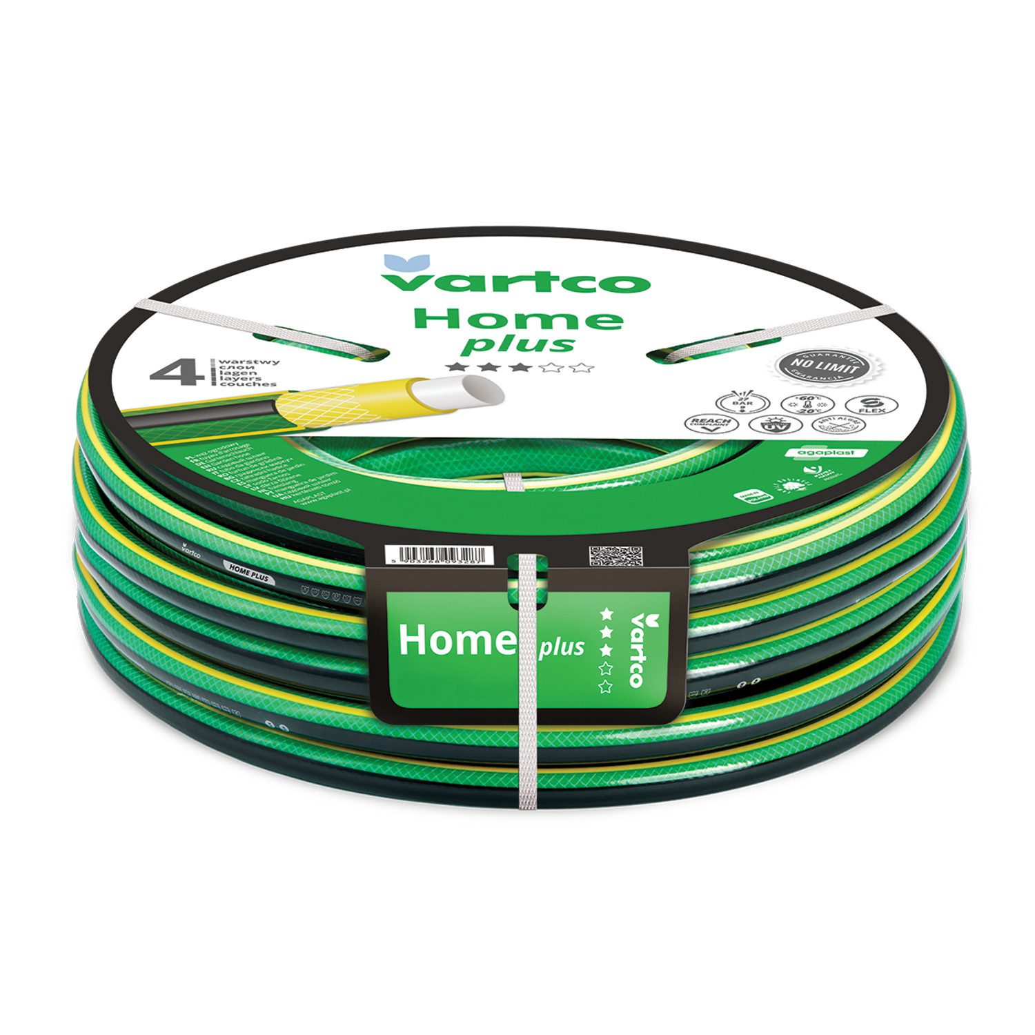 Vartco Gartenschlauch Home Plus, Größe 1/2" [12,5 mm], 4-lagig, Anti-Twist-Technologie