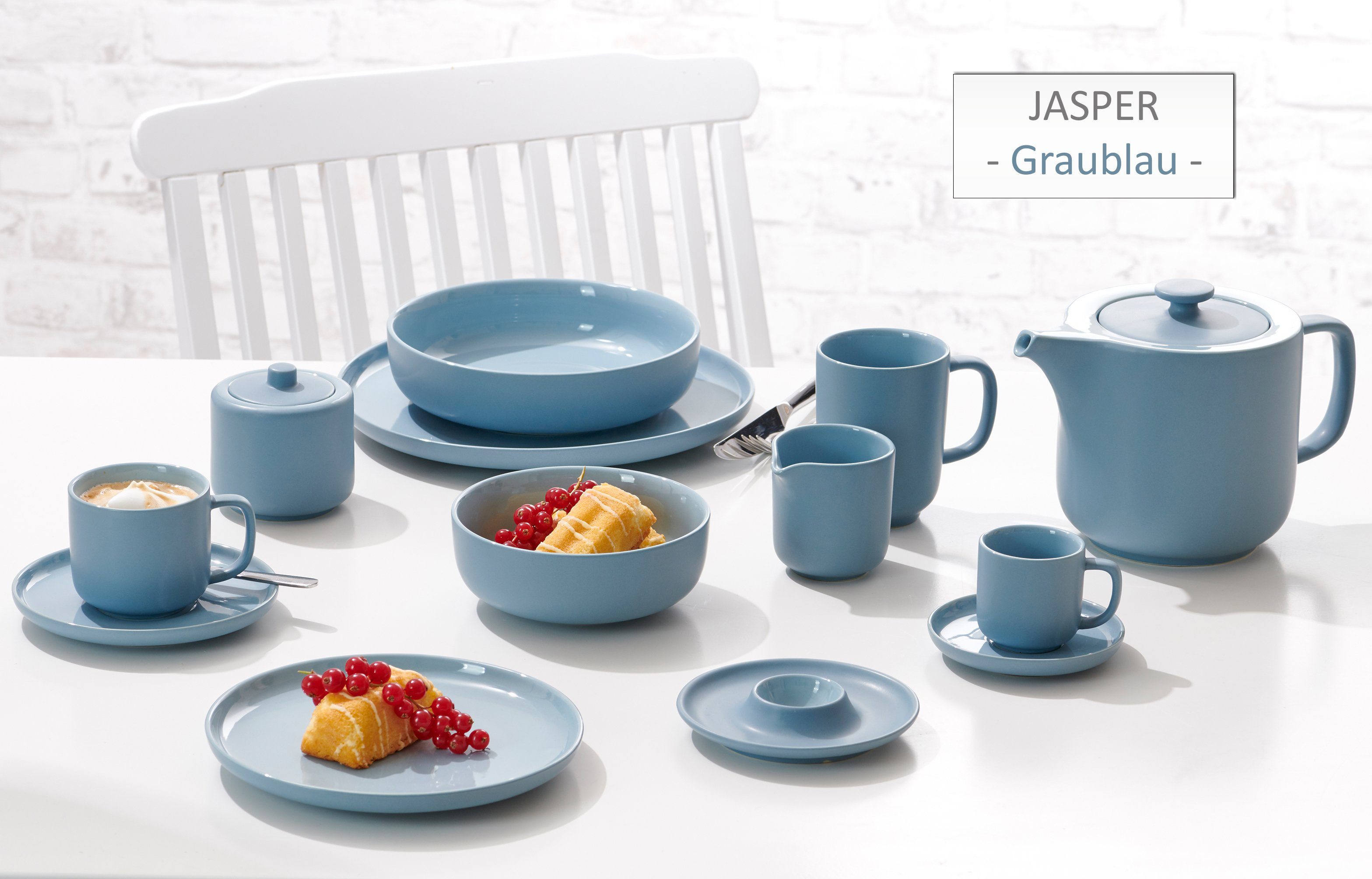 Ritzenhoff & Breker Kombiservice Geschirr-Set, Service Jasper (16-tlg), 4 Personen, Steinzeug, im Scandic Style, 16 Teile, für 4 Personen