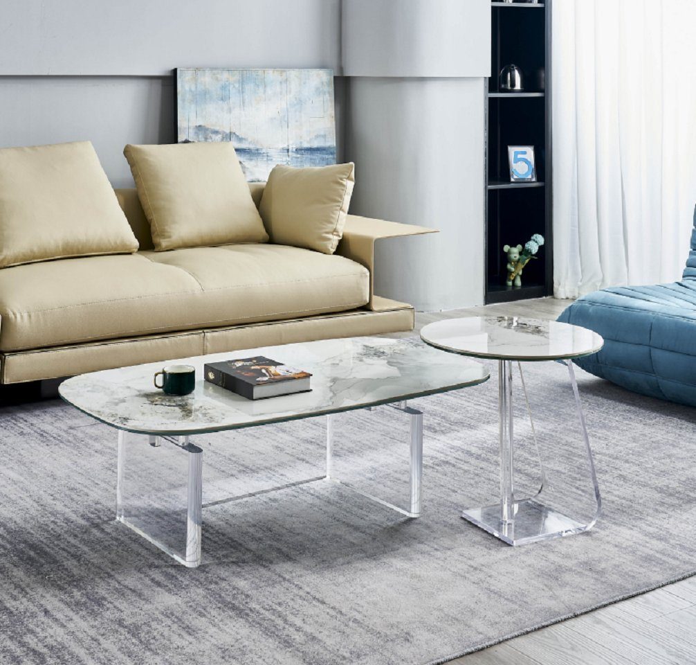 JVmoebel Couchtisch Grau Couchtisch mit Beistelltisch Möbel Modern Wohnzimmer Design Neu (2-St., Couchtisch + Beistelltisch), Made in Europe