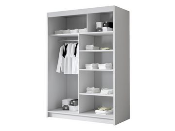 MIRJAN24 Kleiderschrank Lungo III (mit zwei Schwebetüren) 120x58x215 cm, Frontspiegel 3 mm