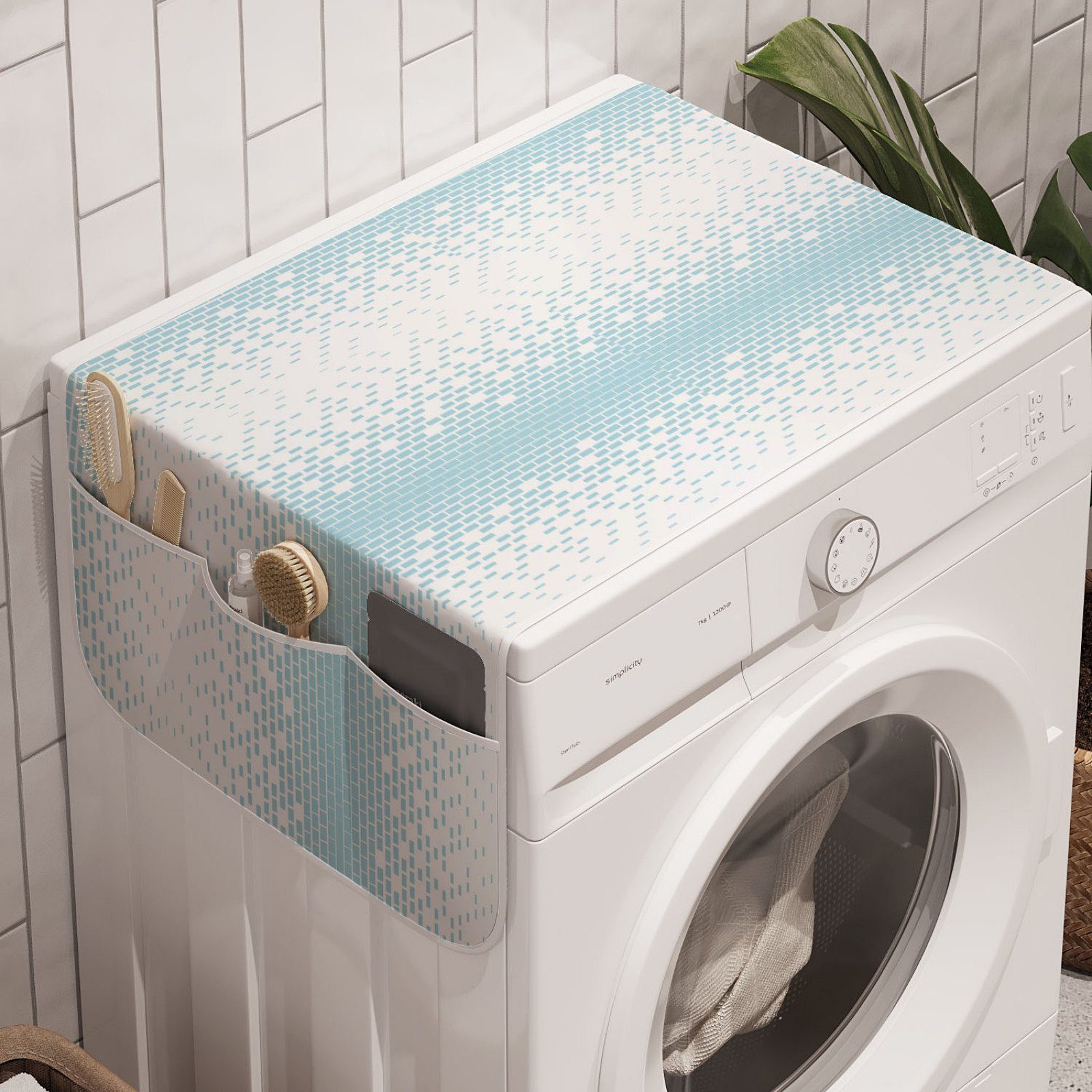 Abakuhaus Badorganizer Anti-Rutsch-Stoffabdeckung für Waschmaschine und Trockner, Abstrakt Pastel Brick Wall Design