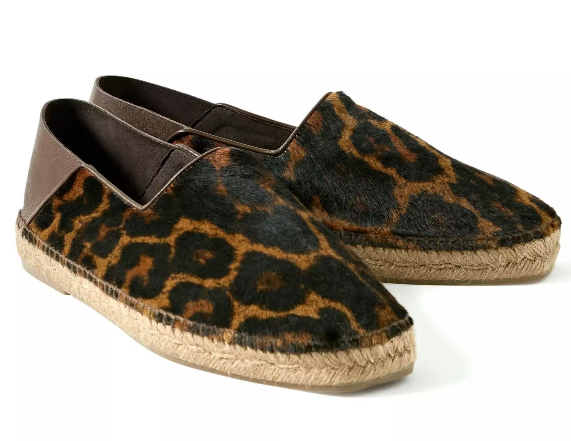 Tom Ford Barnes Leopardenmuster Schuhe aus Kuhfell Espadrille Zusammenklappbare Ferse, Wildleder, weich und atmungsaktiv