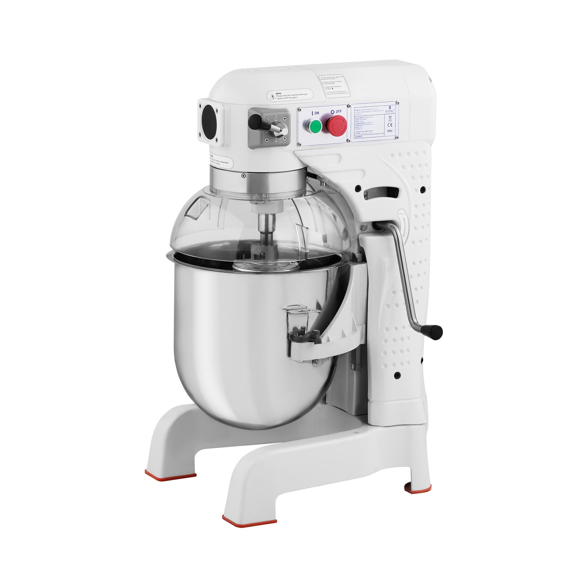 Royal Catering Küchenmaschine RCPM-30WP, 1100 W, 25 l Schüssel, Teigknetmaschine 7,5 kg Spiralkneter 25 L Rührmaschine 1100 W
