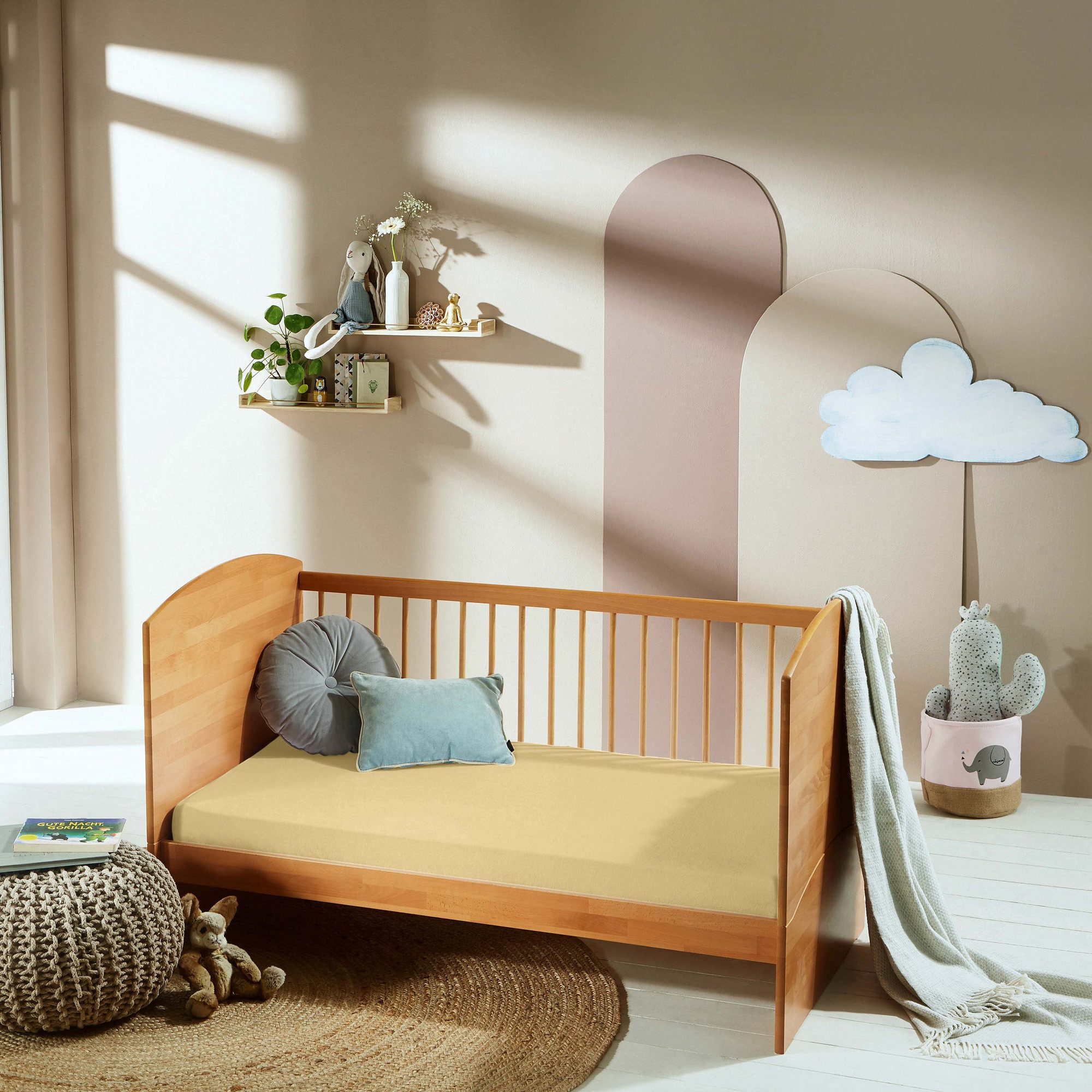 Erwin Müller Spannbettlaken Kinder-Spannbettlaken "Erding" 2er-Pack, Frottee, Gummizug: Rundumgummi, (1 Stück), Frottee-Stretch