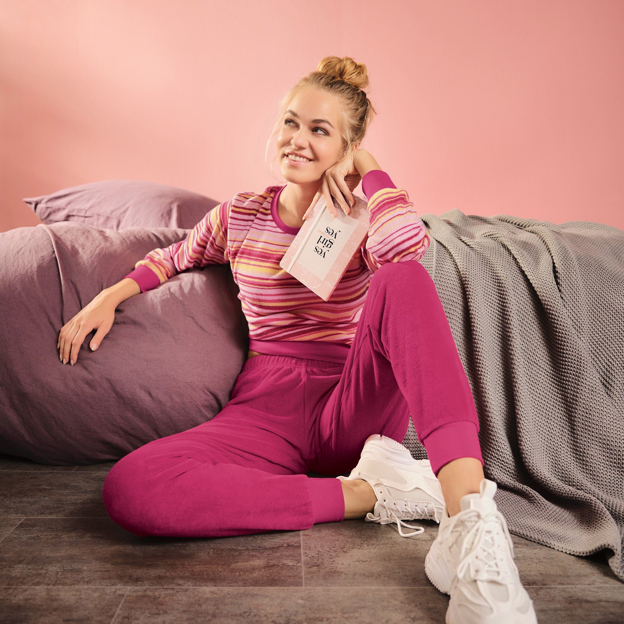 Erwin Müller Pyjama Damen-Schlafanzug Frottee Streifen