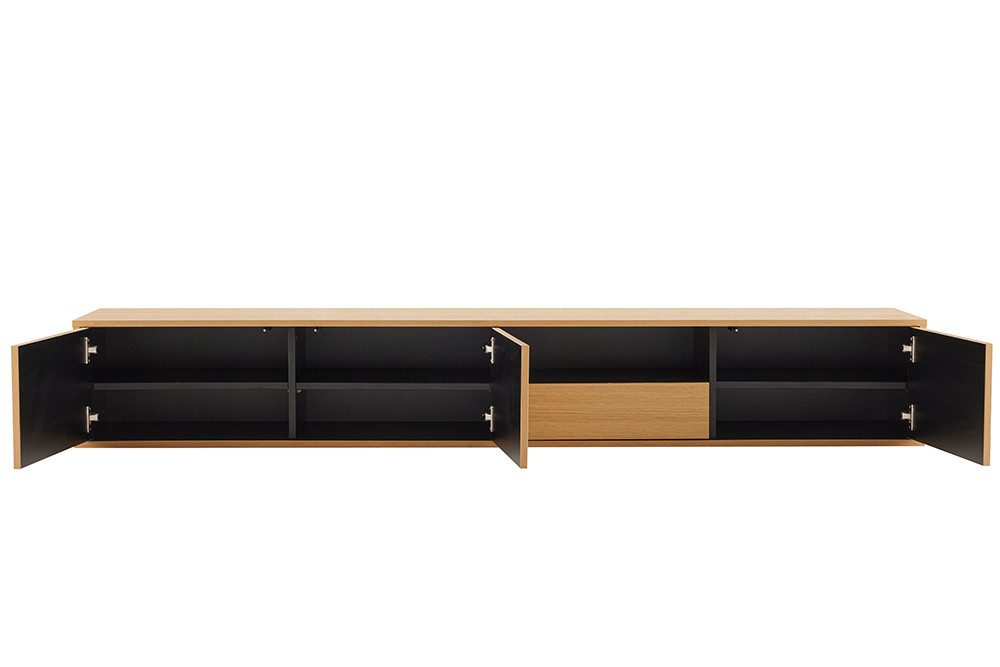 riess-ambiente TV-Board LOFT 200cm natur/schwarz - hängend, Eichen-Design, 7 Fächer, Schublade (Einzelartikel, 1 St), Sideboard mit Ablage & Stauraum- ideal für Flur, Wohnbereich & TV-Ecke