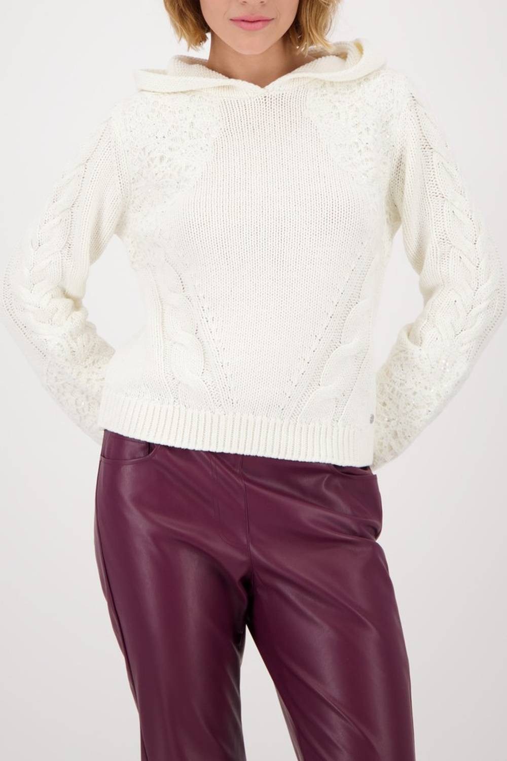 Monari Rundhalspullover 809124 Spitzenapplikation im Cornelly-Design