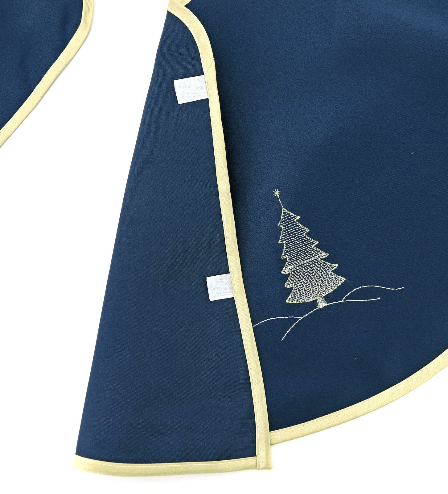 heimtexland Weihnachtsbaumdecke Weihnachtsdeko Baumschmuck Christbaumdecke Baumteppich (1-tlg), Weihnachtsbaum Deko gold bestickt Baumständer Schürze