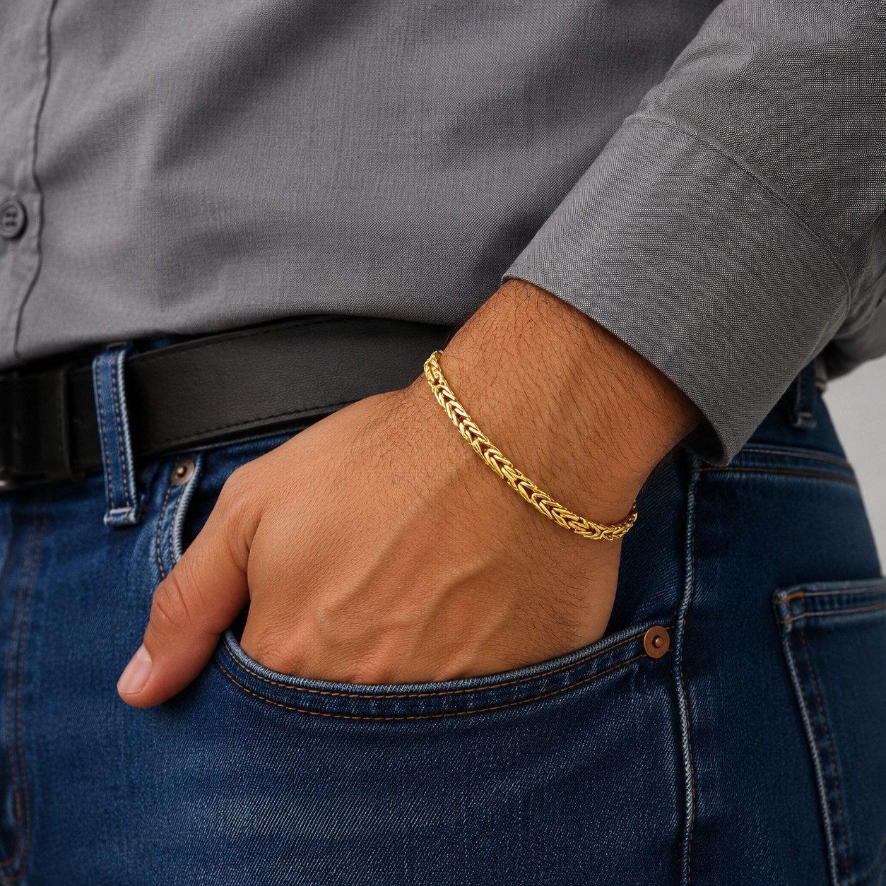 M-Punkt24 Königsarmband Königskette Silber 925 (Königskette Länge 20,5 cm Durchmesser 58 mm 17 Gramm 585 vergoldet, Königsarmband, Damen, Partner-Armband, Herren, Unisex), Silberschmuck aus 925 Echt Silber