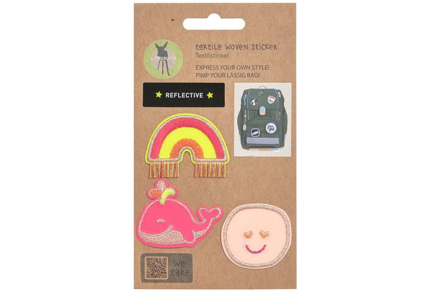 Thumbnail - LÄSSIG Aufkleber Lässig Textile Woven Sticker Stick on Whale pink