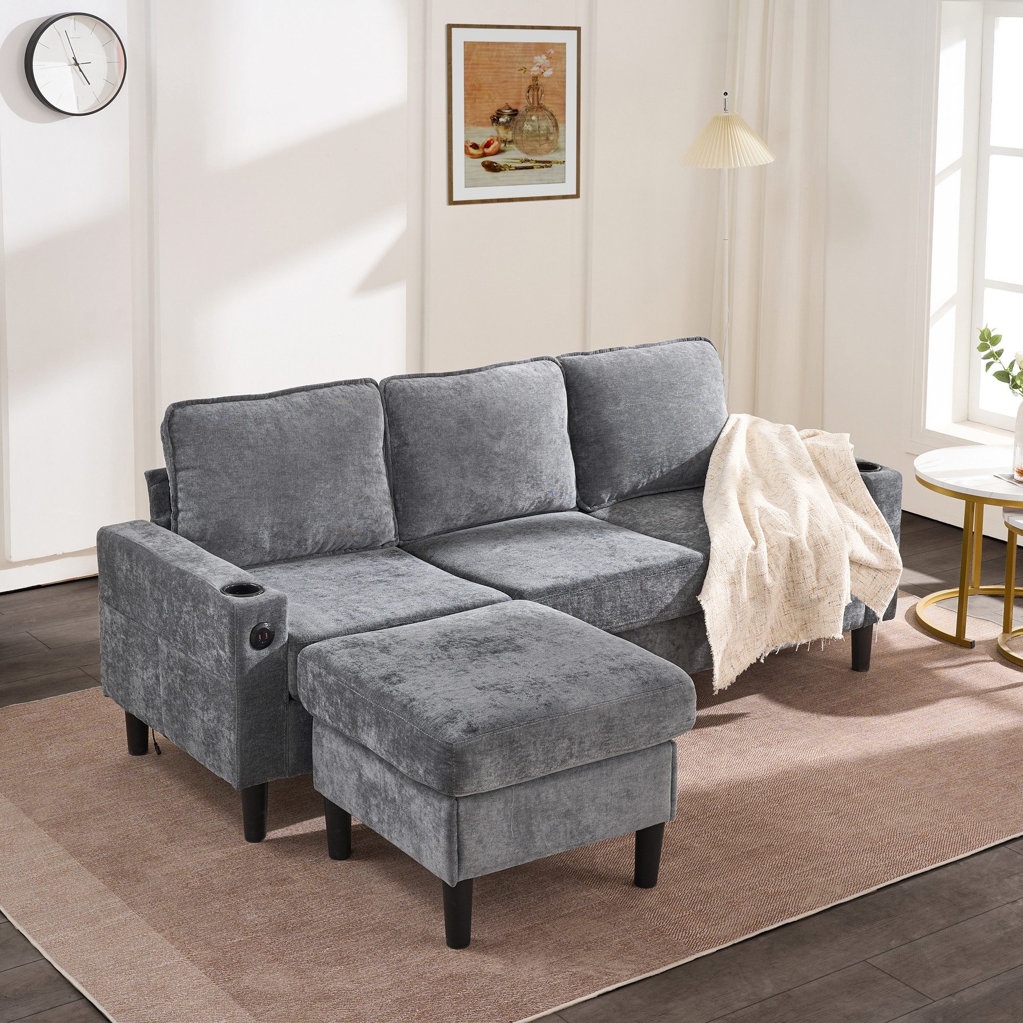 MODFU Schlafsofa Flexibles Design mit Fußhocker günstig online kaufen