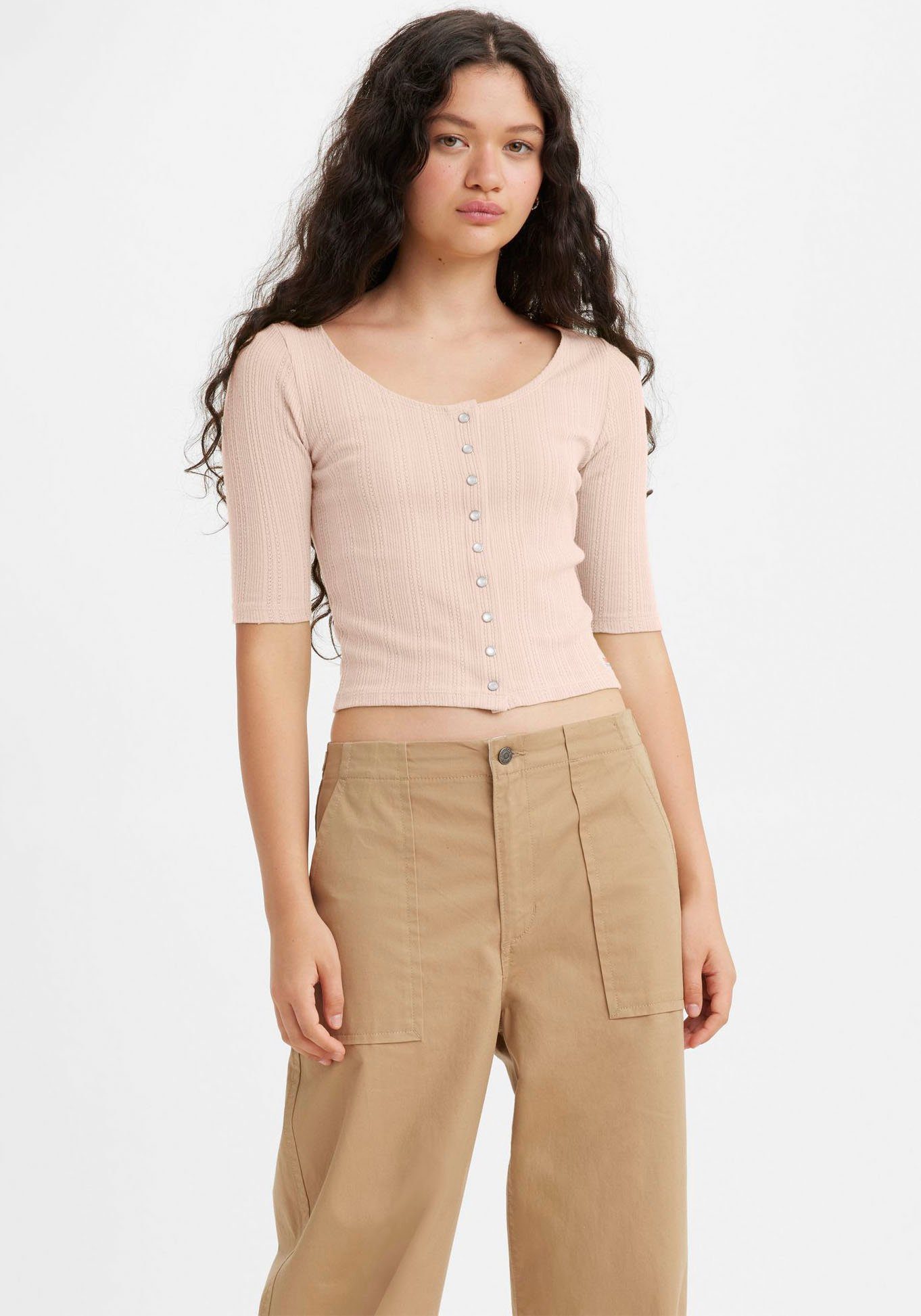 Levi's® Rundhalsshirt POINTELLE TOP mit Struktur rosé Stretchqualität 