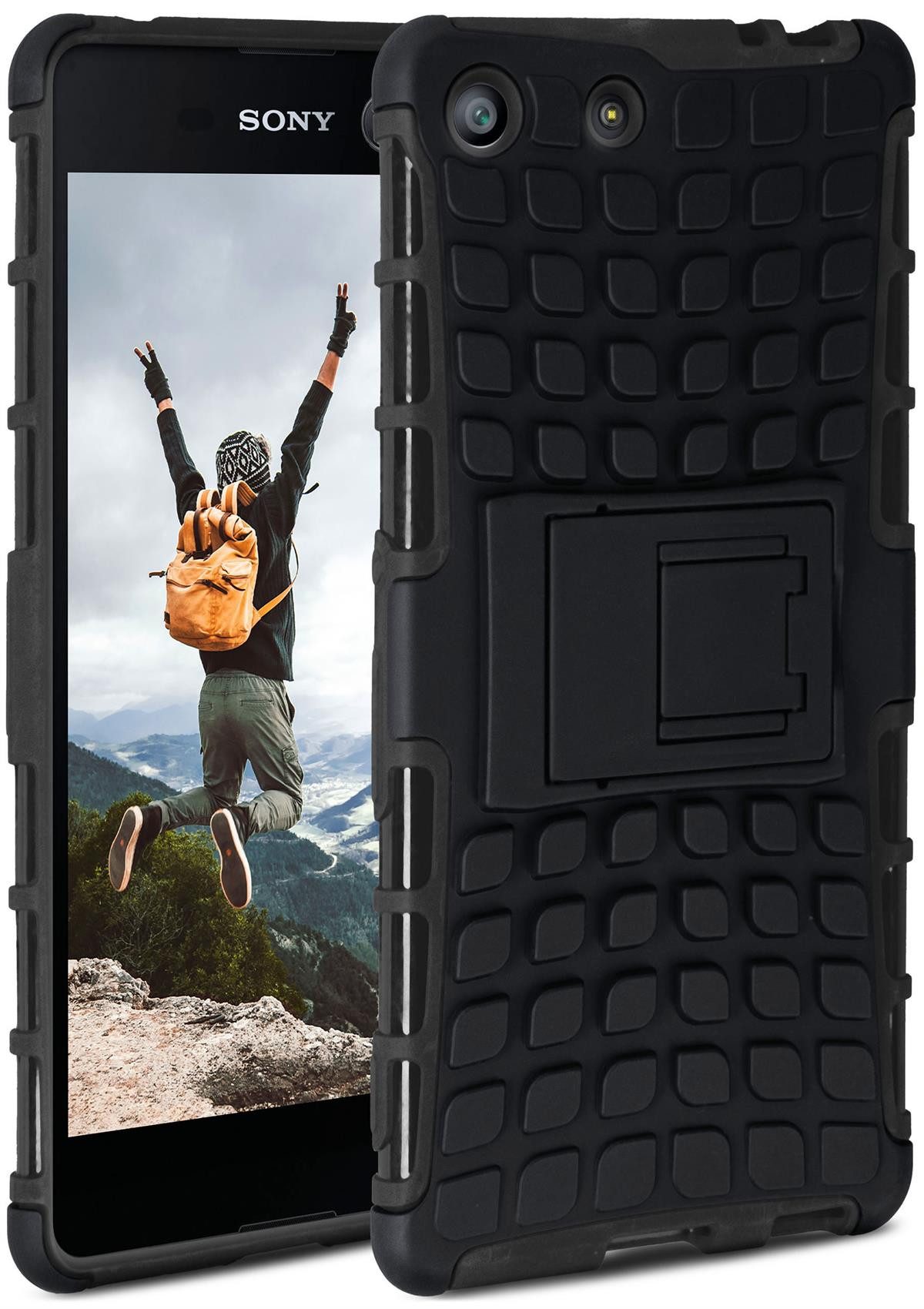 ONEFLOW Handyhülle ONEFLOW® Tank Case für Sony Xperia M5, Panzerhülle Dual-Layer, Robuste Hülle mit Ständer Outdoor Schutzhülle
