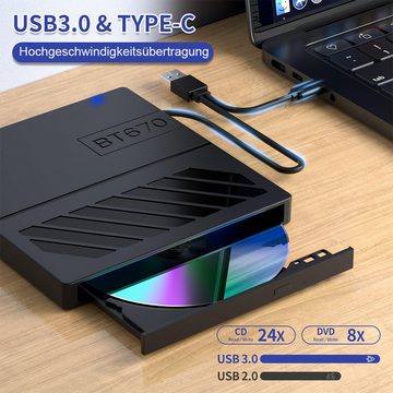 DOPWii 7-in-1 USB Ultra Slim Portable CD/DVD Player Writer für Laptops DVD-Brenner (Externes CD/DVD Laufwerk Kompatibel Laptops MacBook Windows Linux)