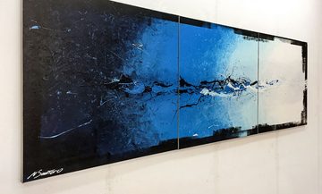 WandbilderXXL XXL-Wandbild Liquid Ice 210 x 70 cm, Abstraktes Gemälde, handgemaltes Unikat