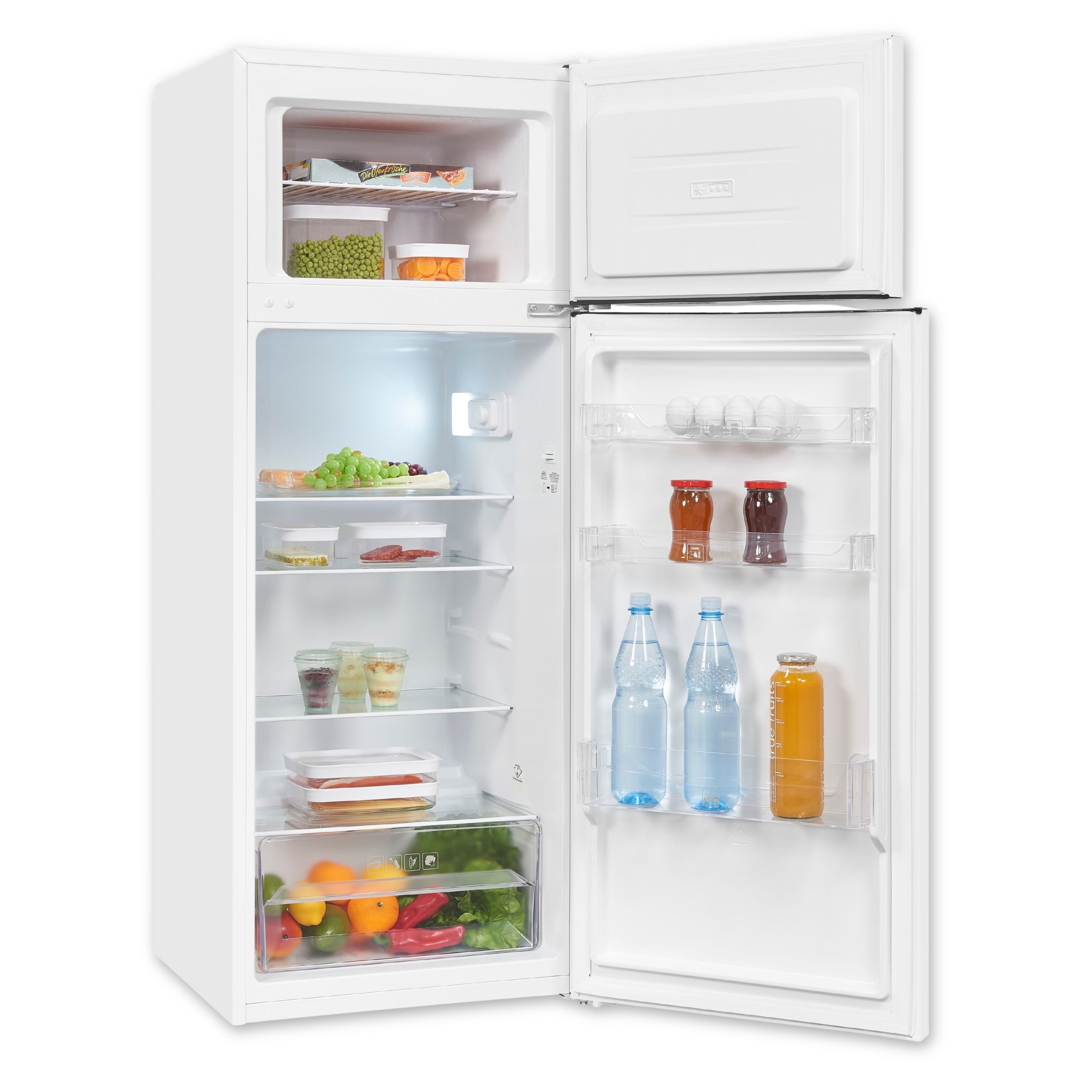 exquisit Kühl-/Gefrierkombination KGC5270-45-040E, 143 cm hoch, 55 cm breit, 4-Sterne-Gefrierfach, kompakt, effizient