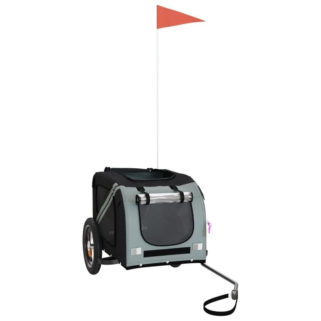 vidaXL Bicycle Dog Trailer 30 kg Bicycle Trailer for Dogs Grey and Black Oxford Fabric and Iron