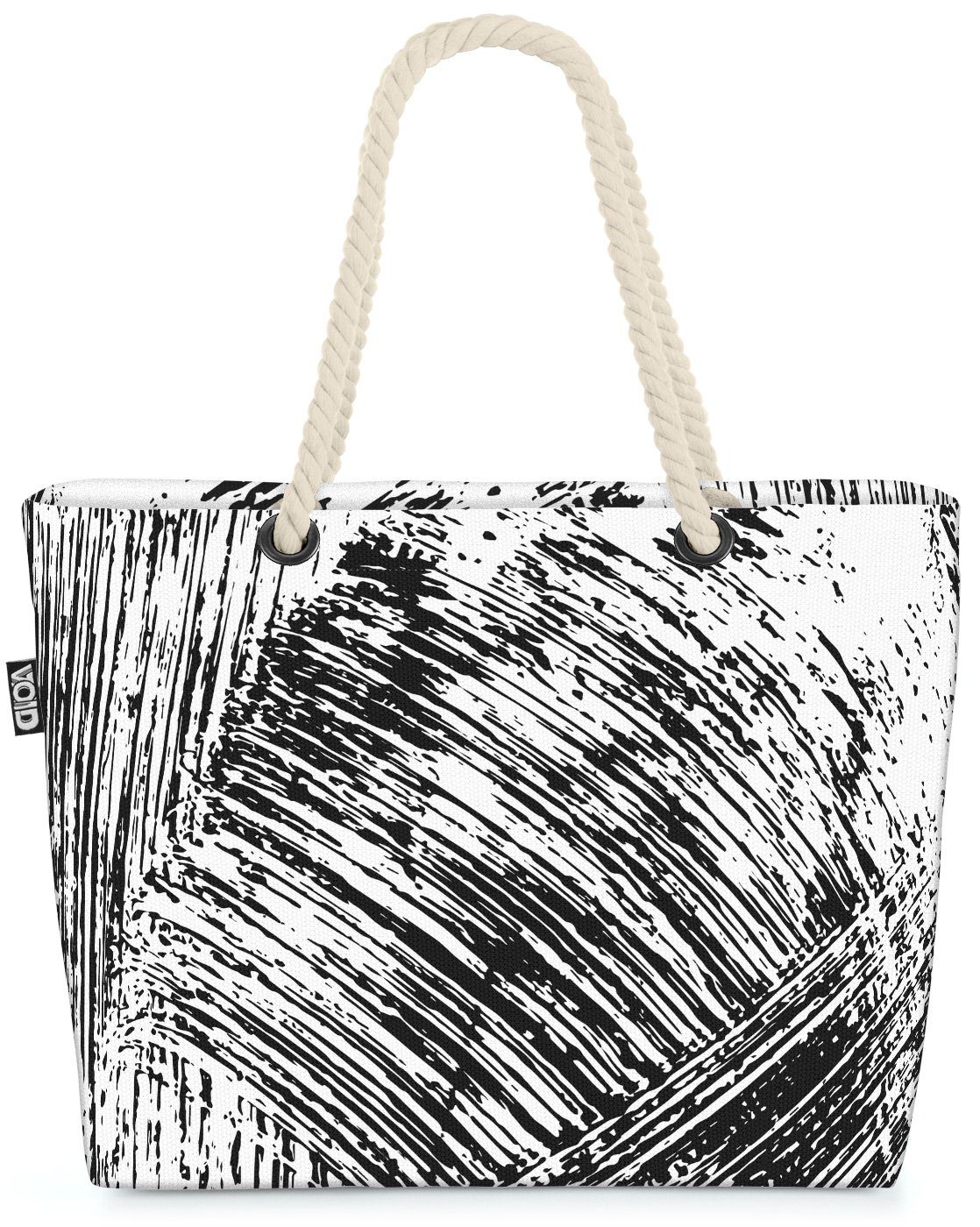 VOID Henkeltasche (1-tlg), Kacheln Schwarz Weiss Beach Bag Fliesen striche Muster gemustert Retro Textur | Henkeltaschen