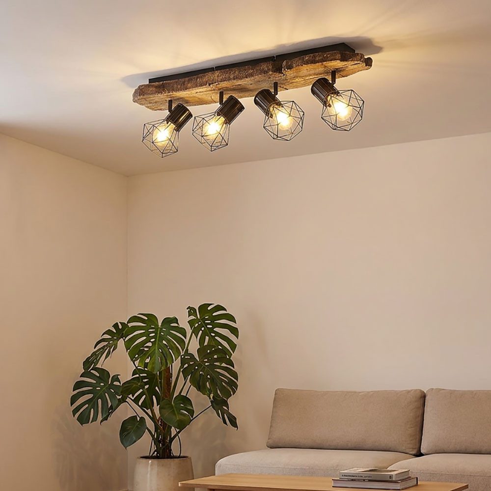 GLOBO LIGHTING Deckenspot, Leuchtmittel nicht inklusive, Landhaus Deckenleuchte braun schwarz